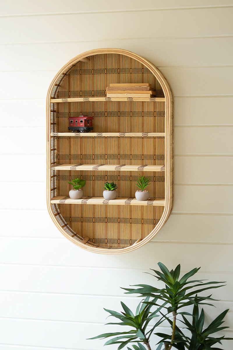 Kalalou Oval Rattan Wall Shelf - Thumbnail 2