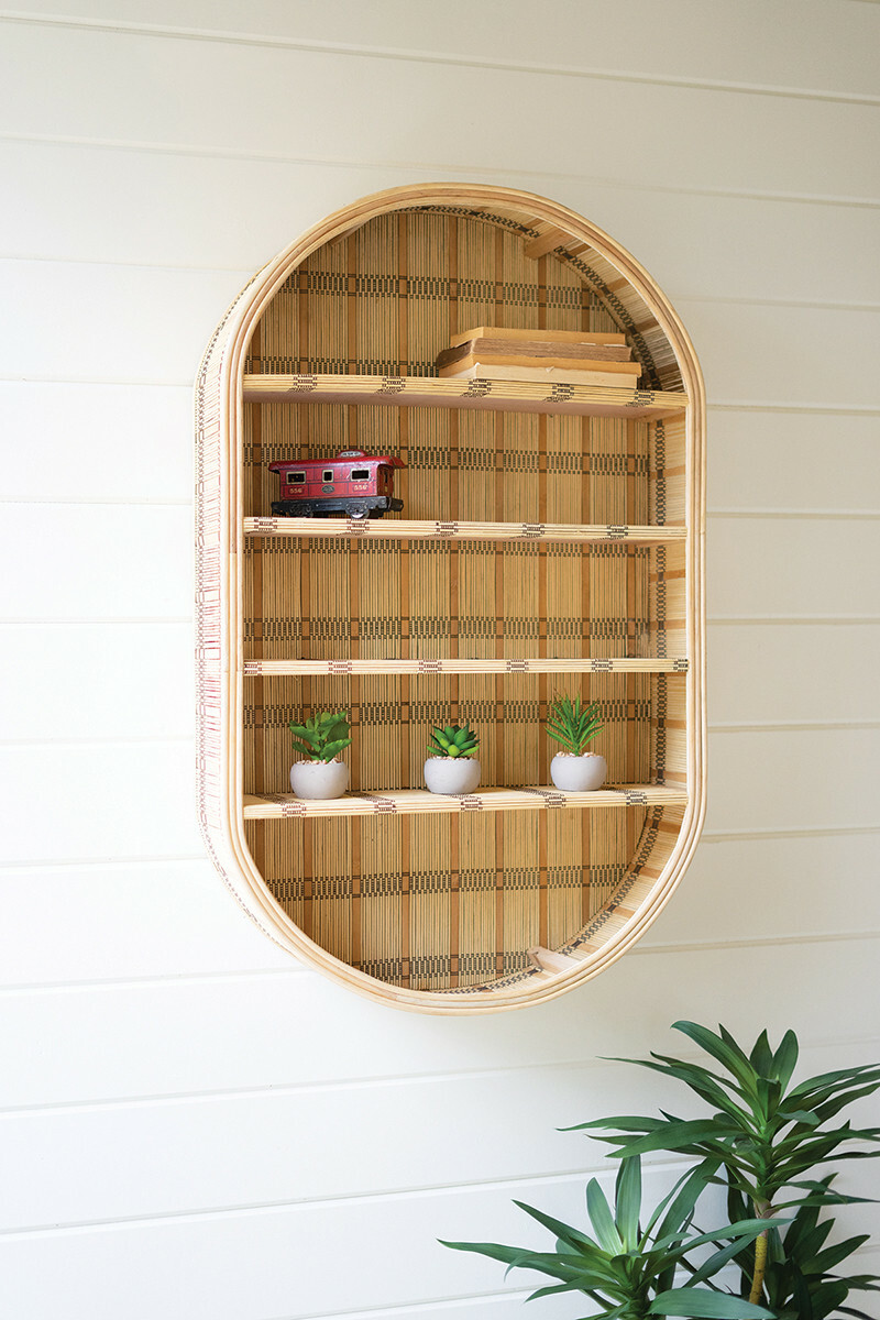 Kalalou Oval Rattan Wall Shelf