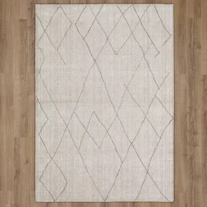 Tangier Tribal Diamond Silver Rug - 5' x 8' Floor