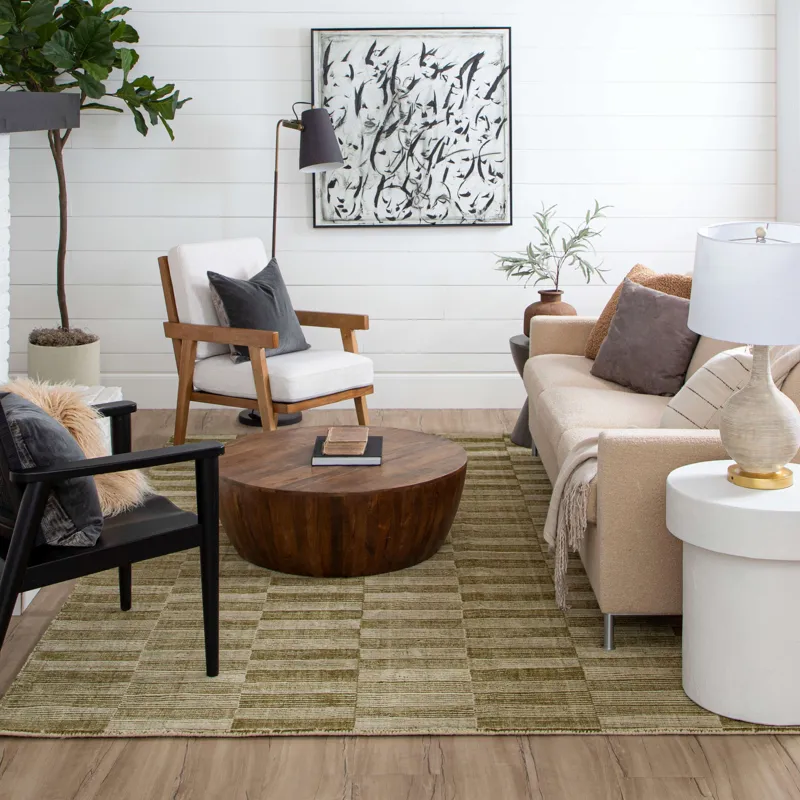 Bobby Berk Broken Stripe Moss Rug - 8' x 10' Lifestyle