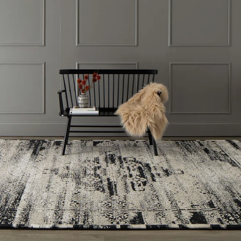 Zephyr Cella Black Rug - 8' x 10' Lifestyle