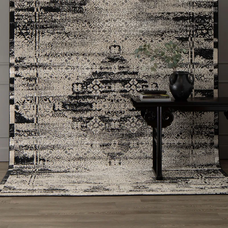 Zephyr Cella Black Rug - 8' x 10' Lifestyle