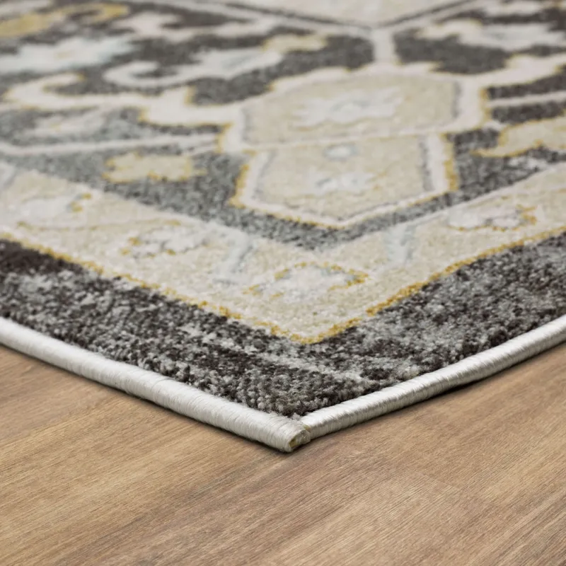 Windermere Edenhall Gray Rug - 2'6" x 10' Angle