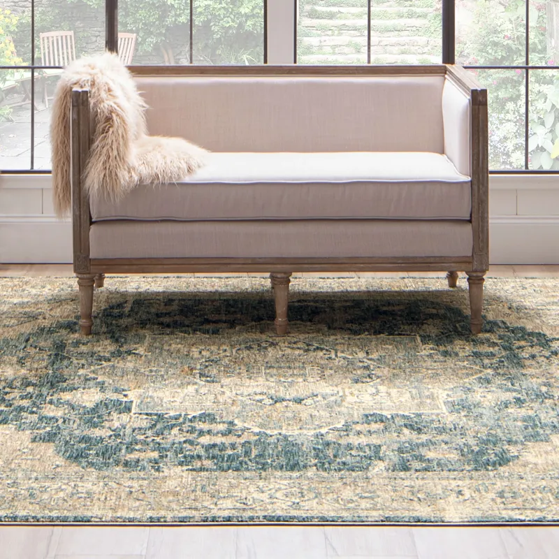 Marash Ezine Blue Rug - 7'10" x 10'3" Lifestyle