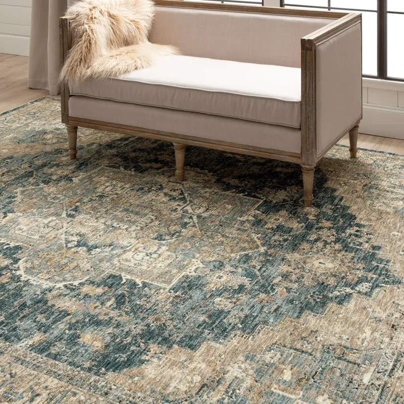 Marash Ezine Blue Rug - 7'10" x 10'3" Lifestyle