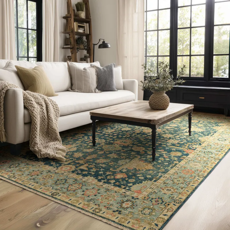 Sundar Nisha Navy Rug - 8' x 10' Lifestyle
