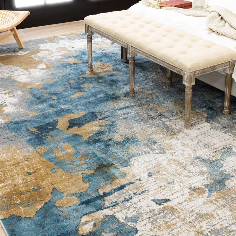 Tryst Nuvole Grey Blue Rug - 8' x 11' Lifestyle