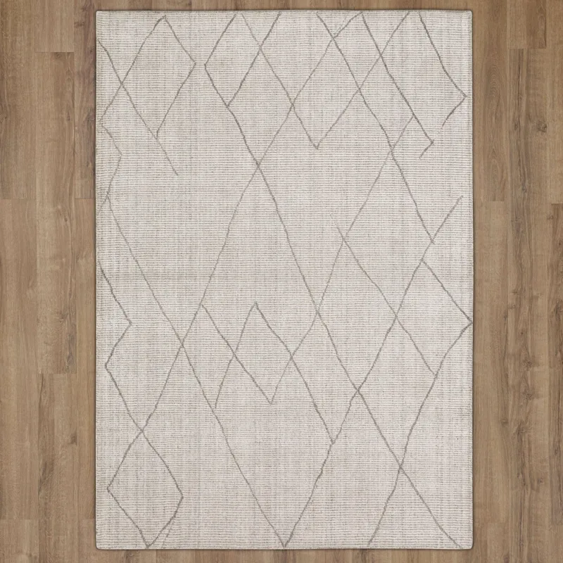 Tangier Tribal Diamond Silver Rug - 5' x 8' Floor
