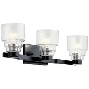 Vionnet&trade; 24" 3 Light Vanity Light with Clear Glass Black