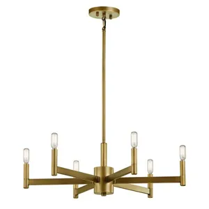Erzo&trade; 6 Light Chandelier - Natural Brass