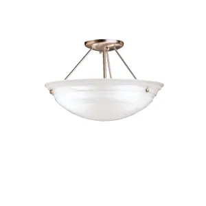 Cove Molding Top Glass Collection Cove Molding 3 Bulb Semi Flush Ceiling Light - NI (Brushed Nickel)