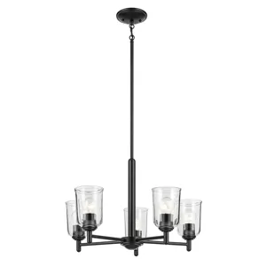 Shailene Chandelier 1-Tier 5-Light Clear Glass - Black
