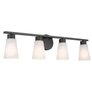 Stamos Vanity Light 4-Light Clear Satin Etched Glass - Black