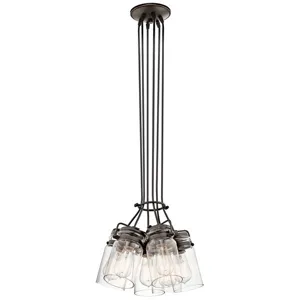 Brinley 7.75" 6 Light Pendant with Clear Glass - Olde Bronze