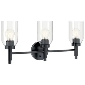 Madden Vanity Light 3-Light Clear Glass - Black