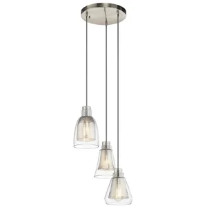 Evie Collection Evie 3 Light Pendant - Brushed Nickel NI (Brushed Nickel)