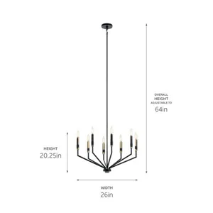 Armand 26" 8 Light Chandelier - Black and Bronze