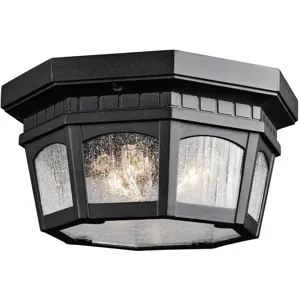 Courtyard Collection Outdoor Flush Mt 3Lt BKT (Textured Black)
