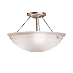 Cove Molding Top Glass Collection Cove Molding 3 Bulb Semi Flush Ceiling Light - NI (Brushed Nickel)