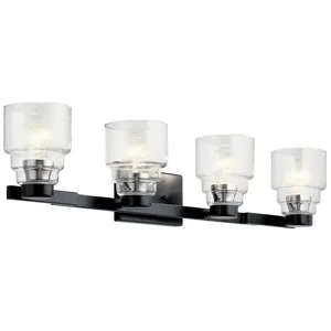 Vionnet&trade; 33.5" 4 Light Vanity Light Clear Glass Black