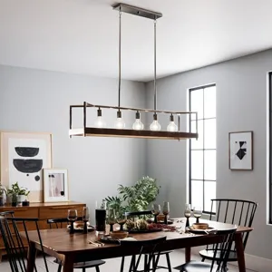 Tanis&trade; 5 Light Linear Chandelier - Distressed Antique Gray