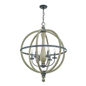 Evan Pendant 6 Light Chandelier Distressed Antique Gray