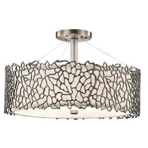 Silver Coral Collection Silver Coral 3 Light Pendant/Semi-Flush - Classic (Classic Pewter)