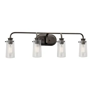 Braelyn 44" 4 Light Vanity Light with Clear Seeded Glass Olde Bronze
