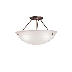 Cove Molding Top Glass Collection Cove Molding 3 Bulb Semi Flush Ceiling Light - NI (Brushed Nickel)