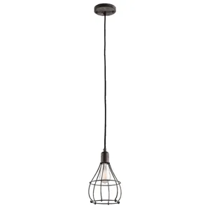 Industrial Cage 1 Light Mini Pendant - Weathered Zinc