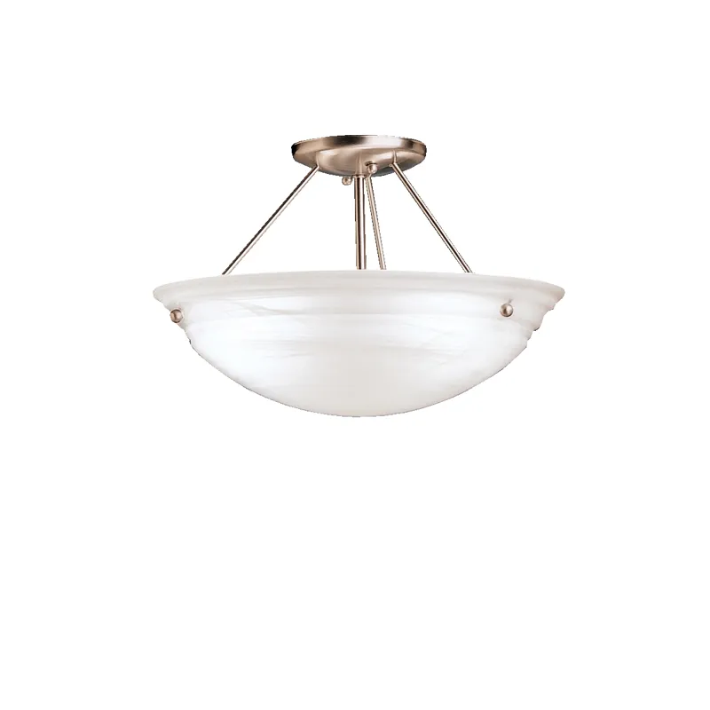 Cove Molding Top Glass Collection Cove Molding 3 Bulb Semi Flush Ceiling Light - NI (Brushed Nickel)