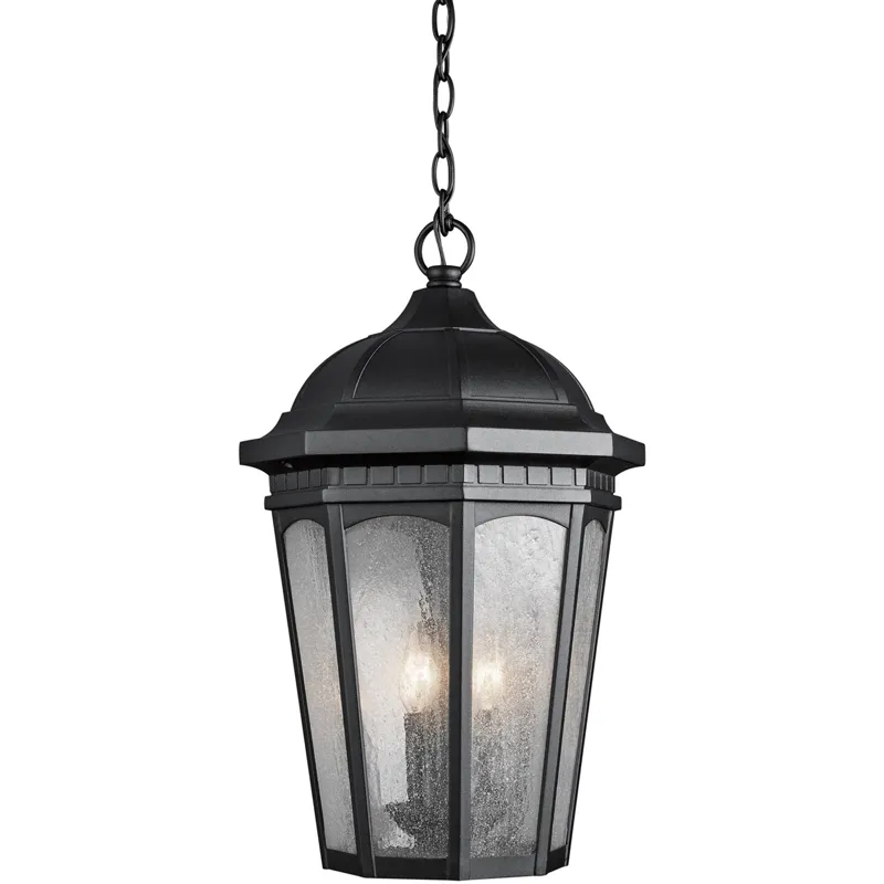 Courtyard Collection Outdoor Hanging Pendant 3Lt BKT (Textured Black)