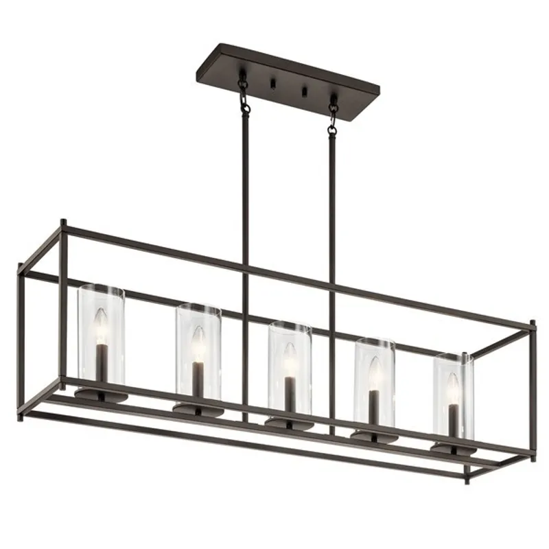 Crosby 13.75" 5 Light Linear Chandelier with Clear Glass - Olde Bronze®