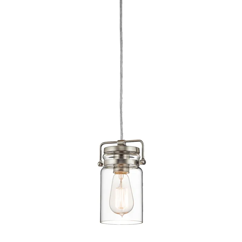 Brinley Collection Mini Pendant 1 Light Brushed Nickel (Brushed Nickel)