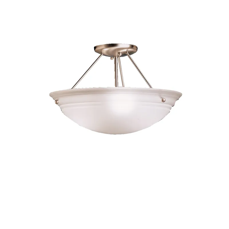 Cove Molding Top Glass Collection Cove Molding 3 Bulb Semi Flush Ceiling Light - NI (Brushed Nickel)