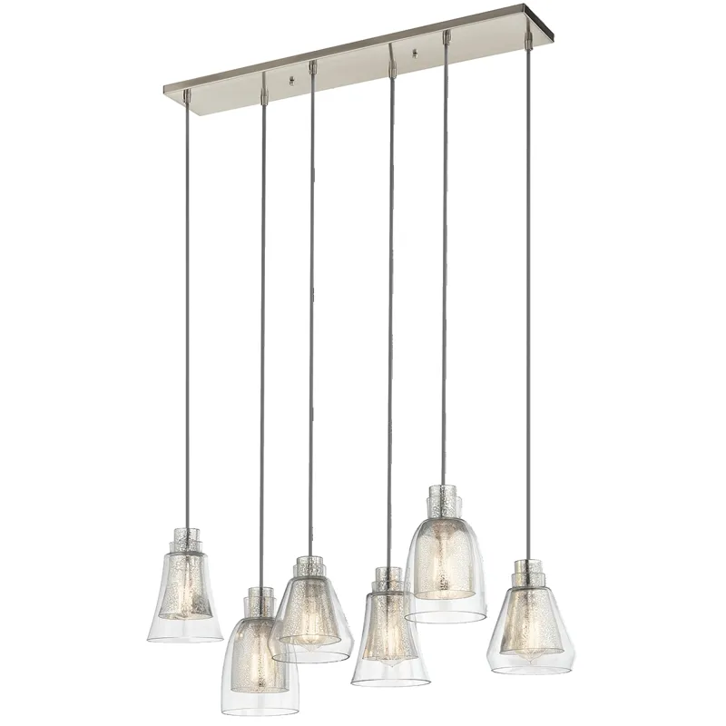 Evie Collection Evie 6 Light Chandelier - Brushed Nickel NI (Brushed Nickel)