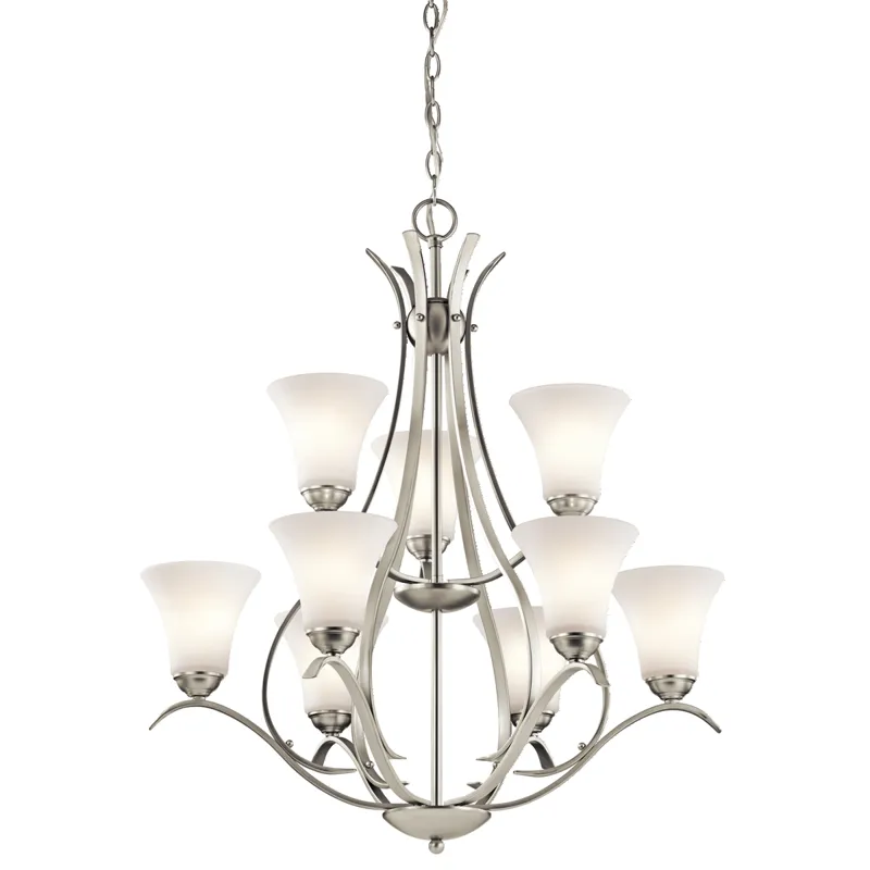 Keiran Collection Keiran 9 Light 2 Tier Chandelier - Brushed Nickel (Brushed Nickel)