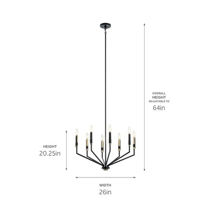 Armand 26" 8 Light Chandelier - Black and Bronze