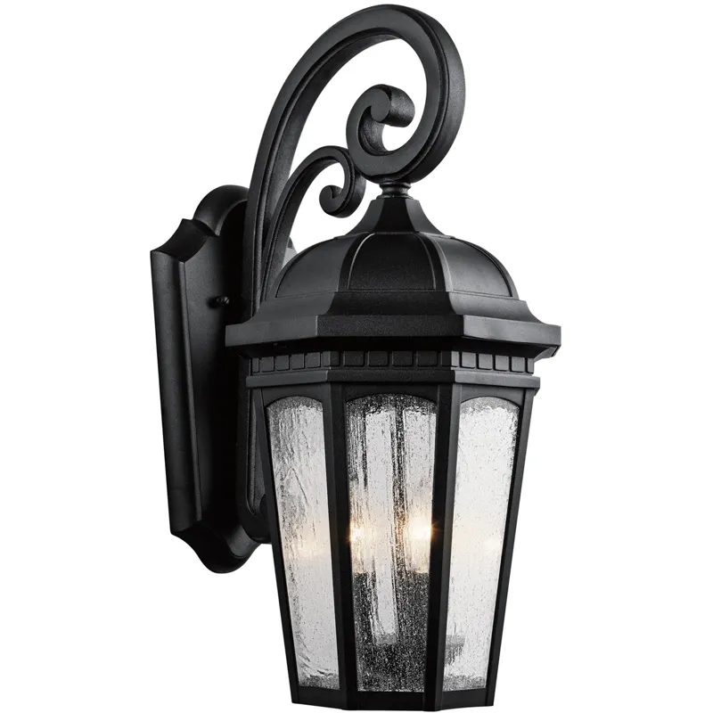 Courtyard Collection Courtyard 3 Light Outdoor Wall Lantern - BKT (Textured Black)