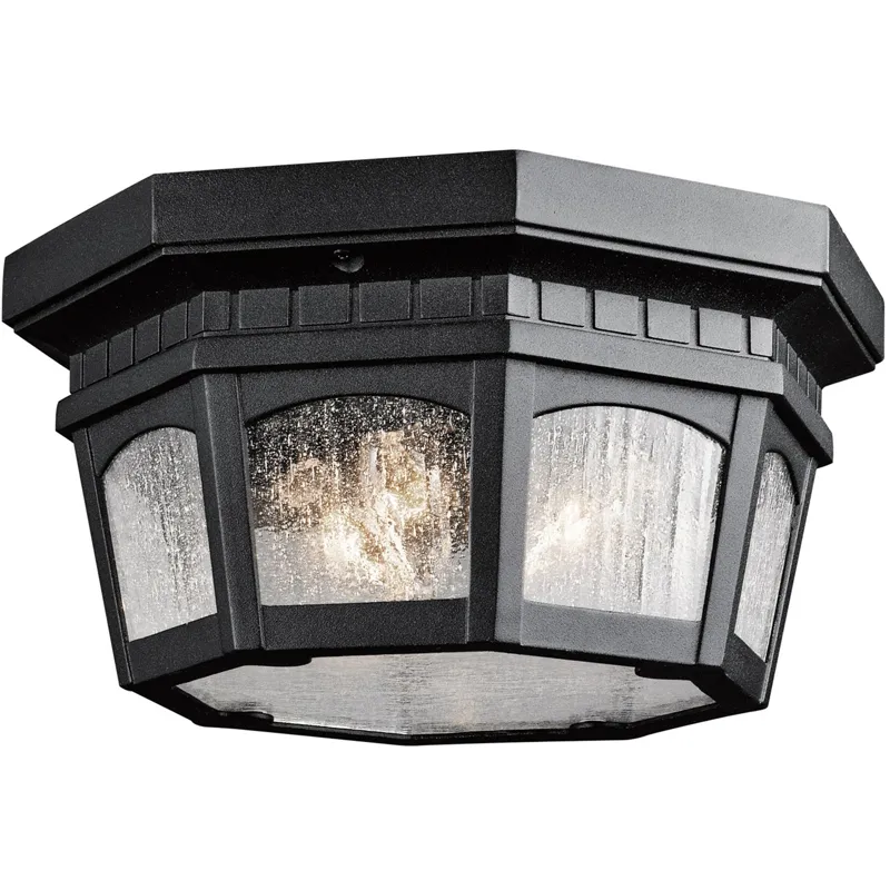 Courtyard Collection Outdoor Flush Mt 3Lt BKT (Textured Black)
