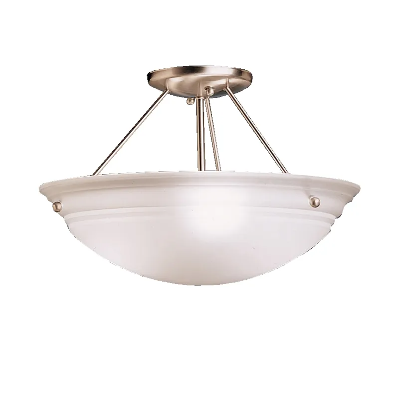 Cove Molding Top Glass Collection Cove Molding 3 Bulb Semi Flush Ceiling Light - NI (Brushed Nickel)