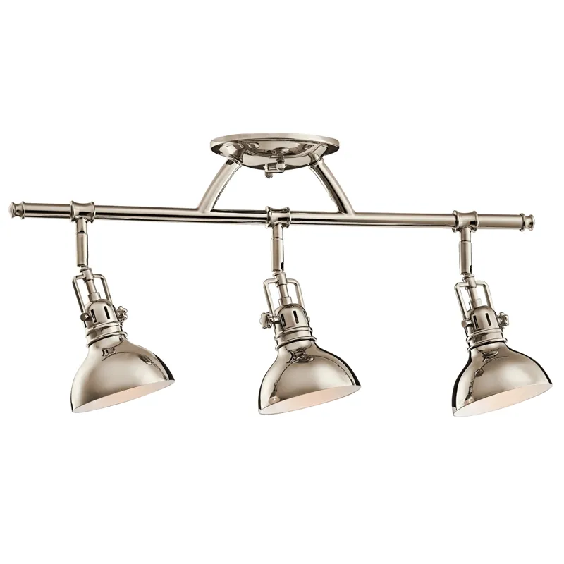 3 Light Halogen Fixed Rail Fixture - PN (Polished Nickel)