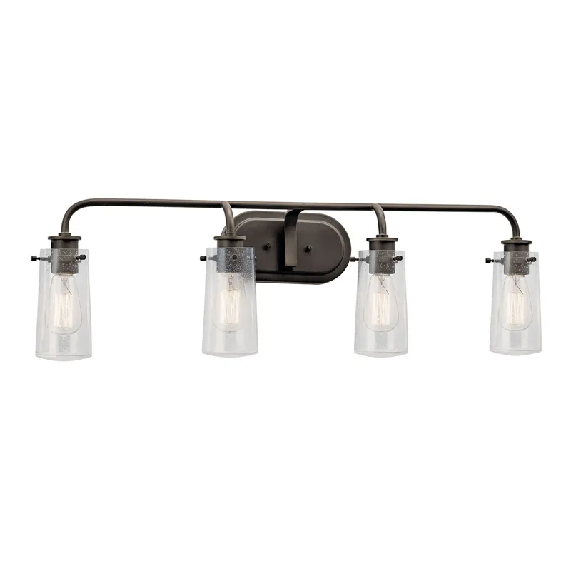 Braelyn 44" 4 Light Vanity Light with Clear Seeded Glass Olde Bronze