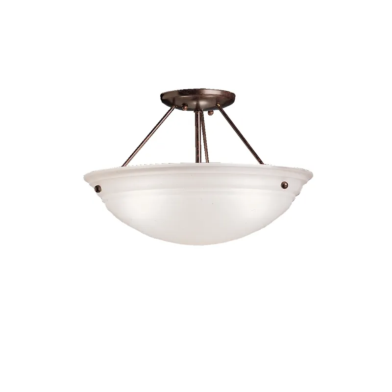 Cove Molding Top Glass Collection Cove Molding 3 Bulb Semi Flush Ceiling Light - NI (Brushed Nickel)