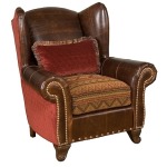 Corona Leather/Fabric Chair & Ottoman