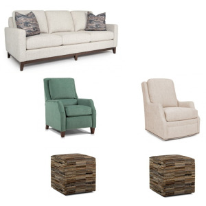 KRK SOFA, CHAIR, & (2) OTTOMANS