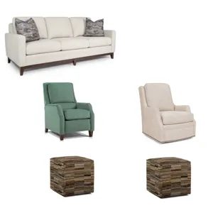 KRK SOFA, CHAIR, & (2) OTTOMANS