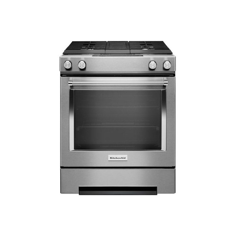 30Inch 4Burner Dual Fuel Downdraft SlideIn Range KSDG950ESS by