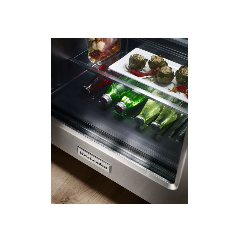 24" Undercounter Refrigerator with Glass Door and Metal Trim Shelves