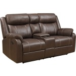 Domino Reclining Console Loveseat - Chocolate